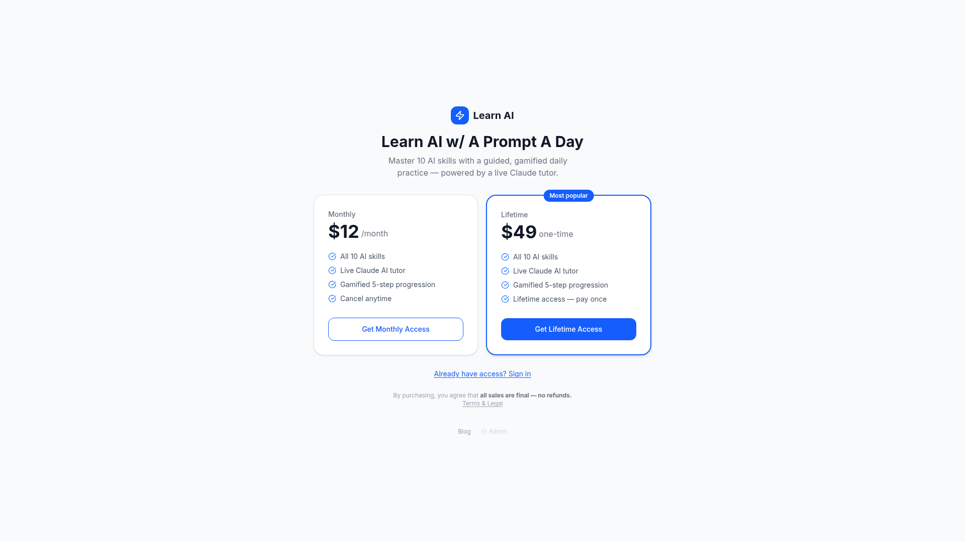 Screenshot of A Prompt A Day